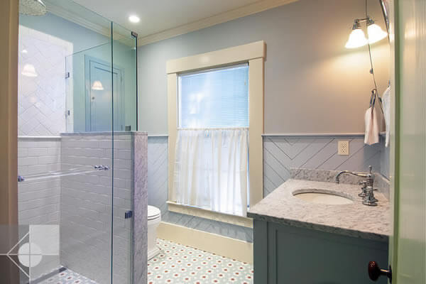 Bathroom of Greek Revival home by Phelps Architects.