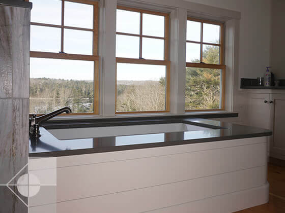 Built in bathtub with beautiful views.