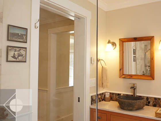 Bathroom with unique above the counter sink.