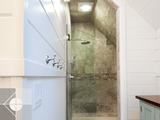 Walk in shower.