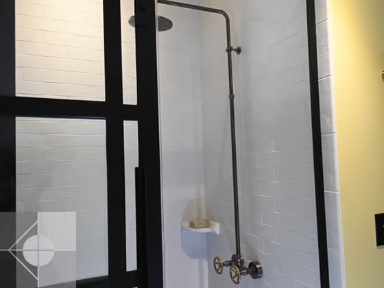 Walk in shower.