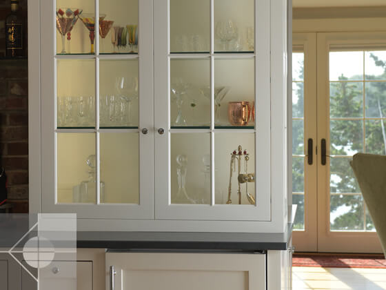 Dry bar cupboard.