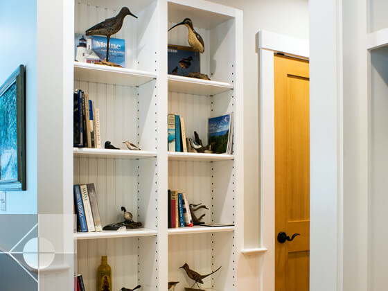 Built in shelving.