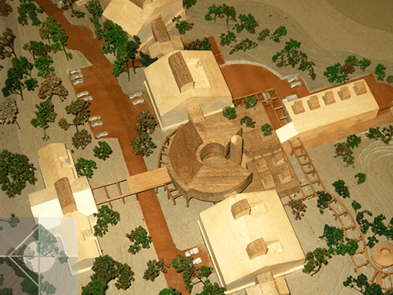 Overhead detail of the Marine Research Facility Site Model Study buildings.