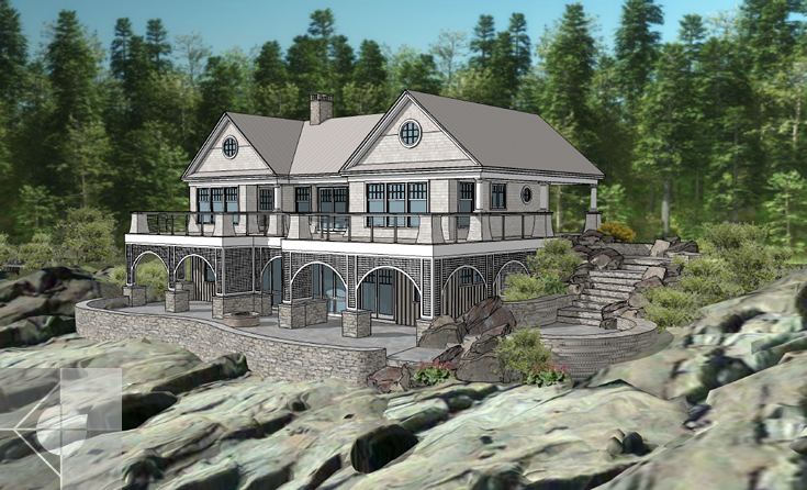 Exterior view of New Harbor studio home, New Harbor, Maine by Phelps Architects.