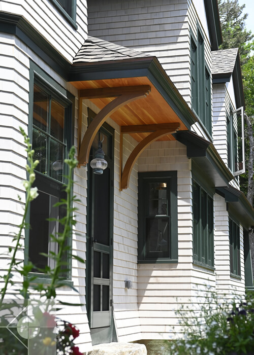 Exterior entrance to this St. George, Maine home.