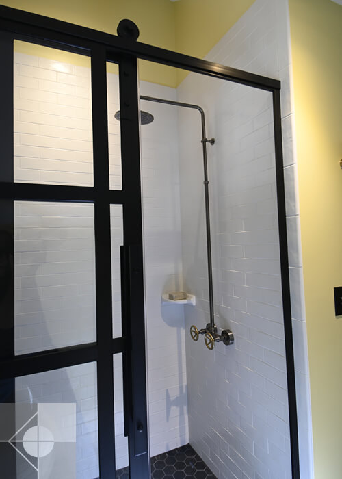 Walk in custom shower in this St. George, Maine home renovation.